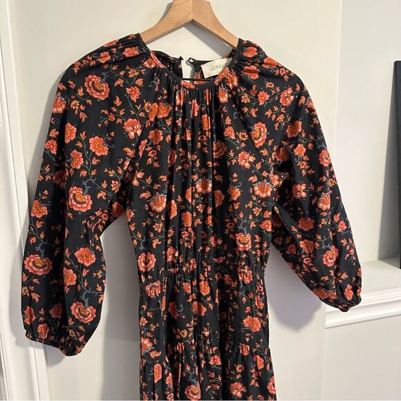 THE GREAT. Long Sleeve Floral Cotton Mini Dress Small - Picture 10 of 12